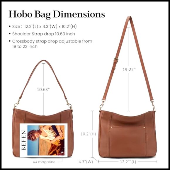 crossbody hobo bag, Rust Italian leather, made in USA Genuine Leather Hobo Crossbody Bag Retro Chic Shoulder Purse with Two Straps